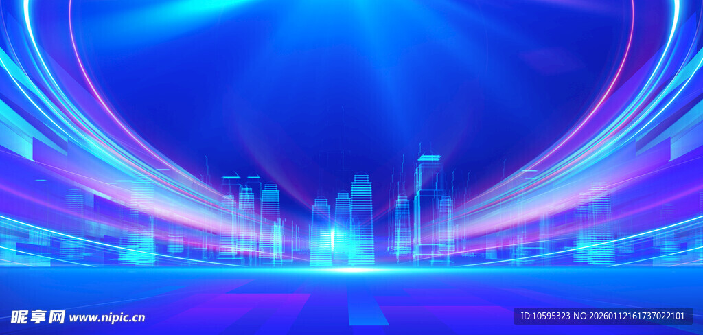 炫彩科技感城市夜景画面