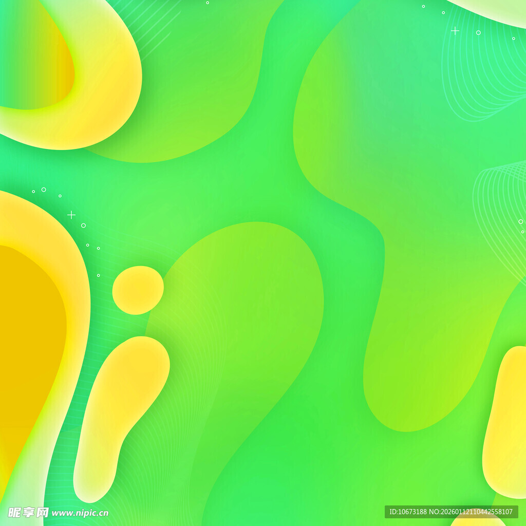 渐变黄绿流体抽象背景图