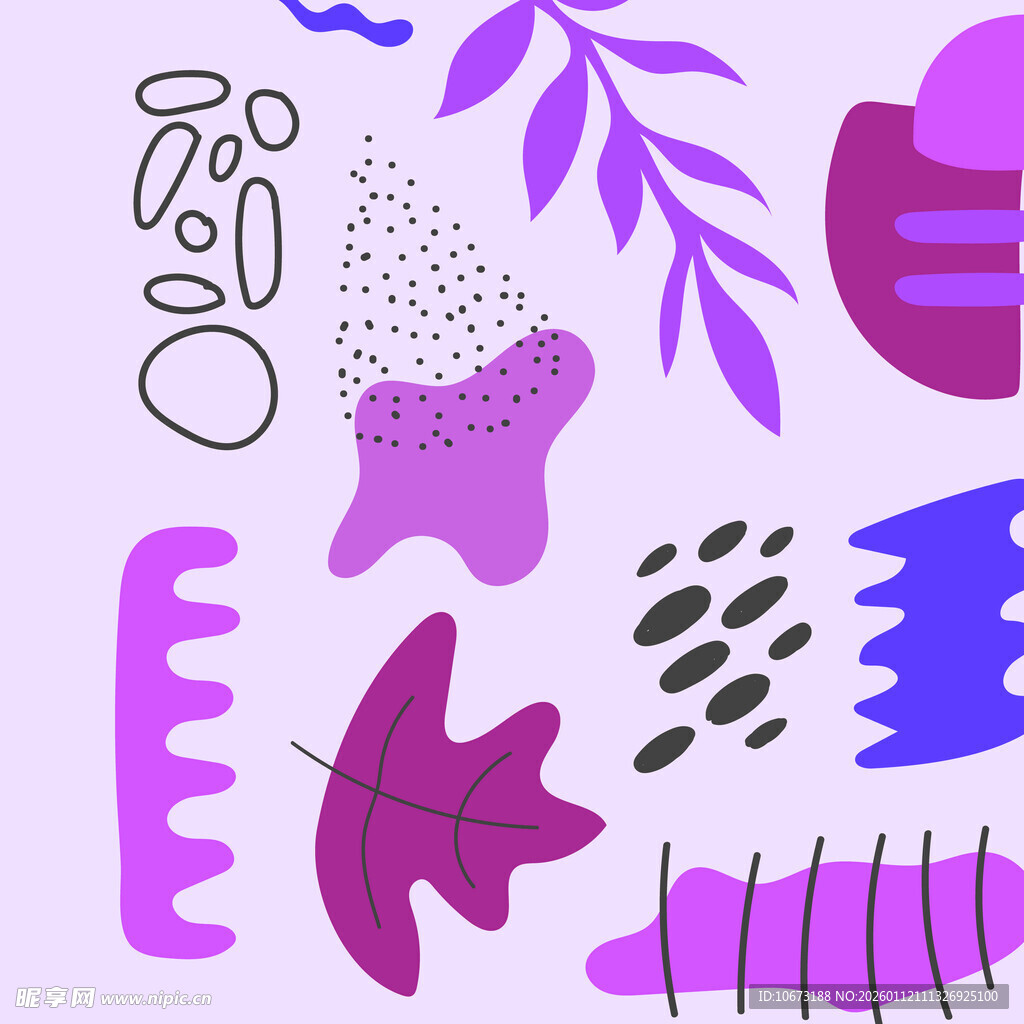 紫色系抽象几何植物图案