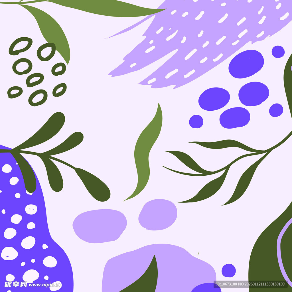 紫色系植物图案插画