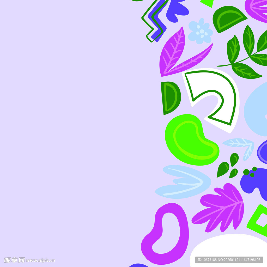 多彩几何植物装饰图案