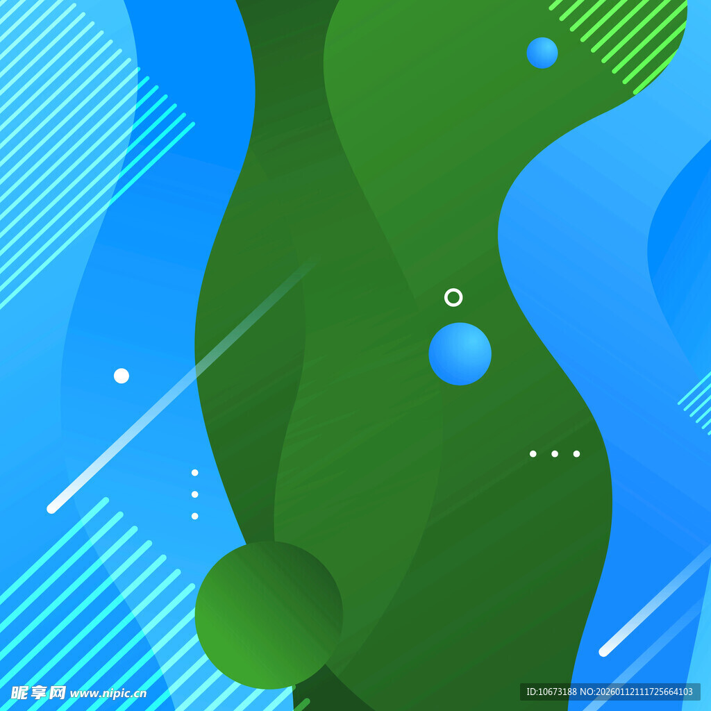 抽象几何风的蓝绿景观图案
