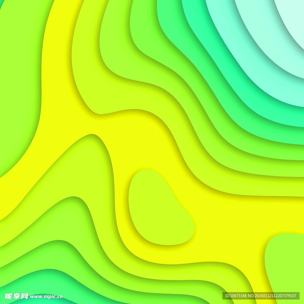 渐变黄绿波纹抽象背景图