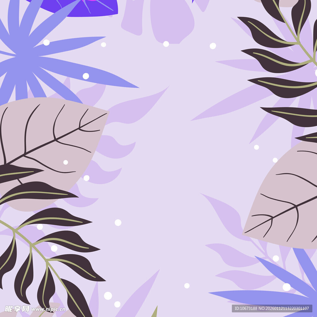 紫色系植物叶片装饰图案