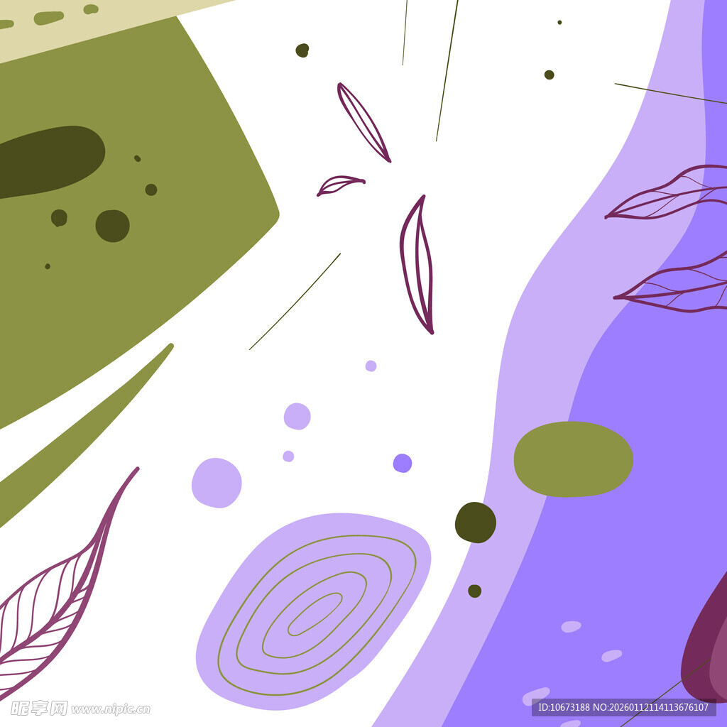 抽象梦幻多彩植物元素图