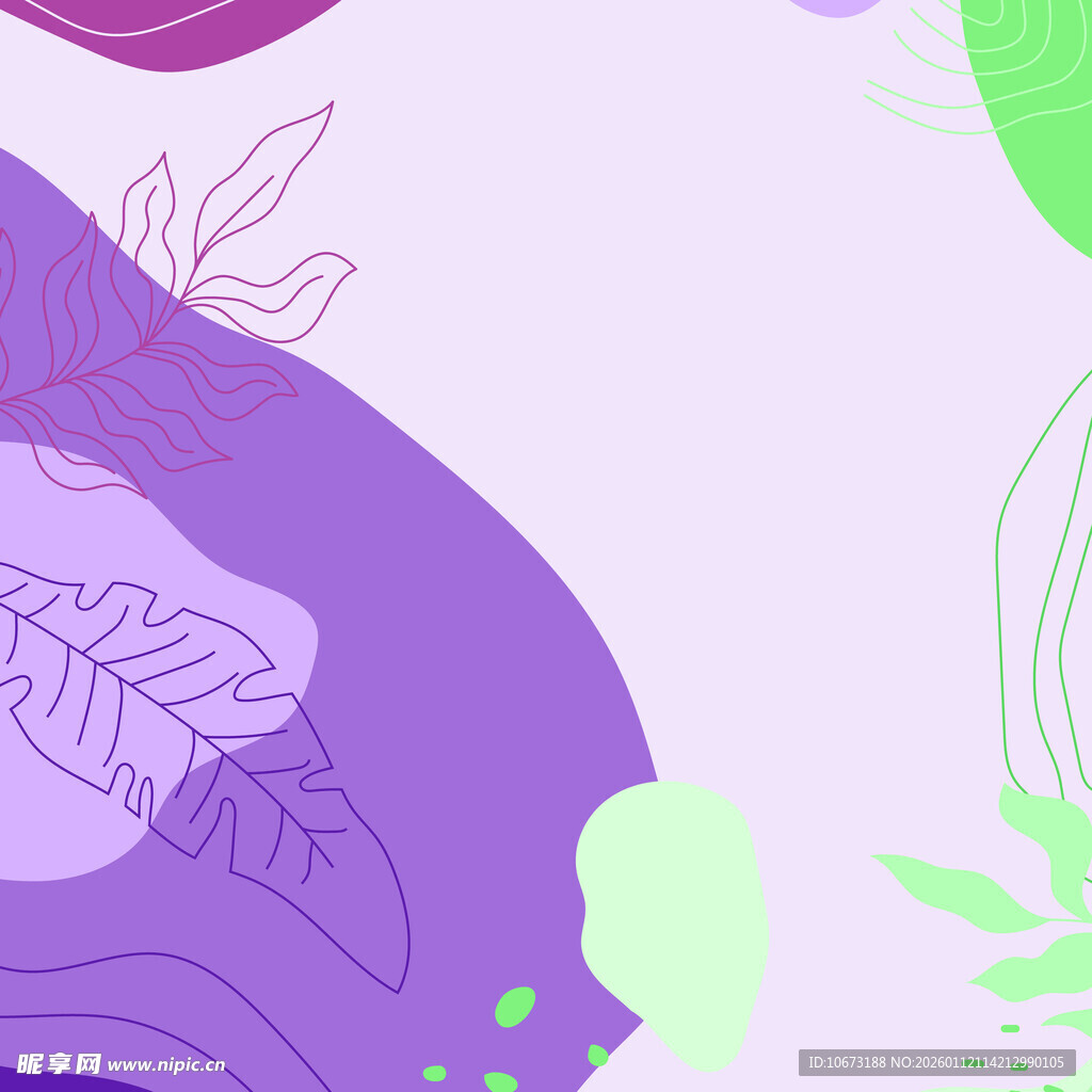 梦幻紫色植物抽象插画