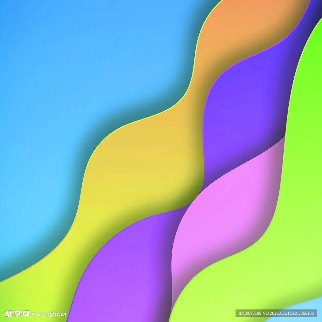 多彩波浪形立体抽象背景图