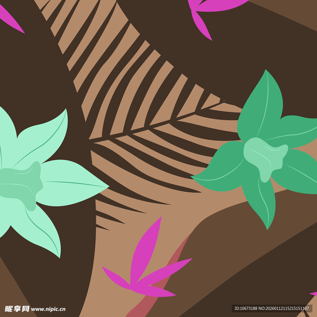 热带植物花纹图案设计