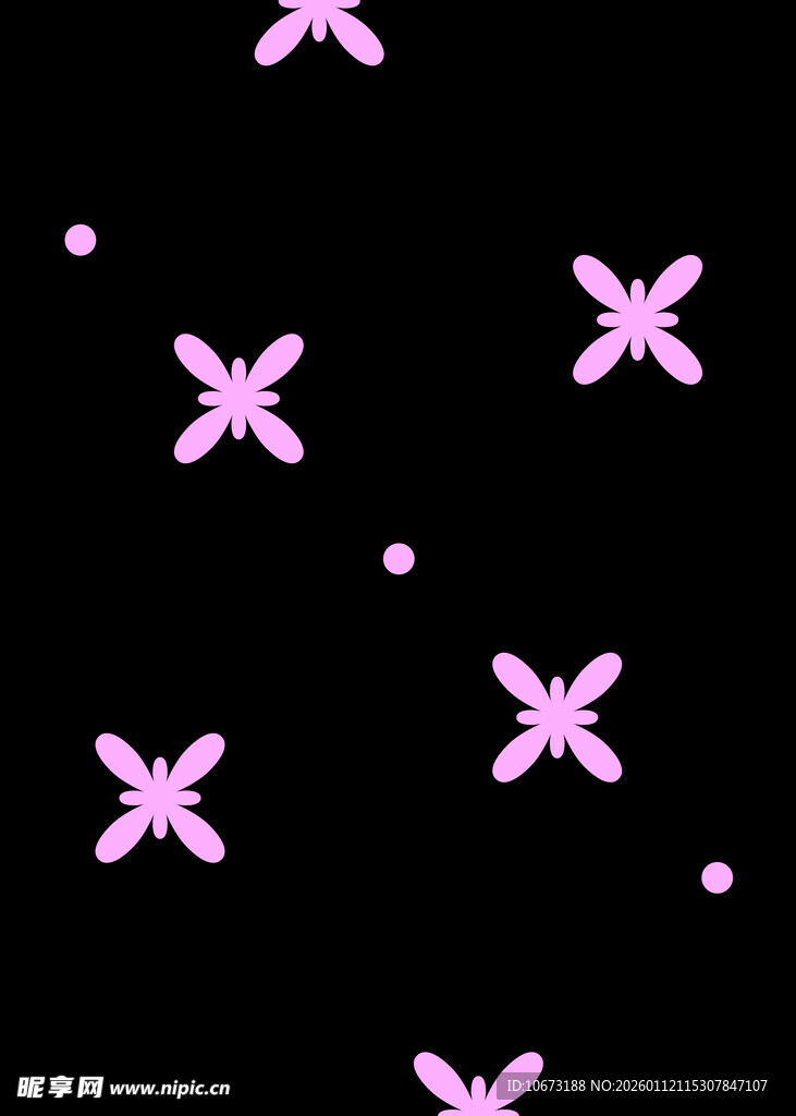 黑色背景上的粉色蝴蝶图案