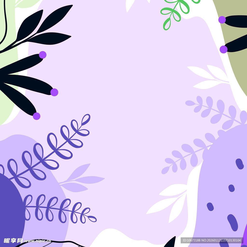 梦幻紫色植物插画背景