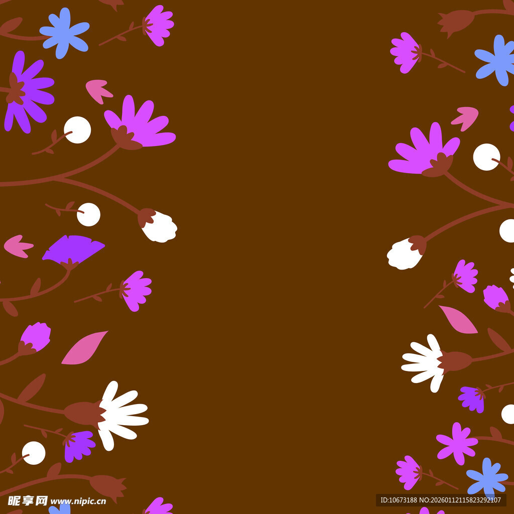 棕色背景花卉装饰图案