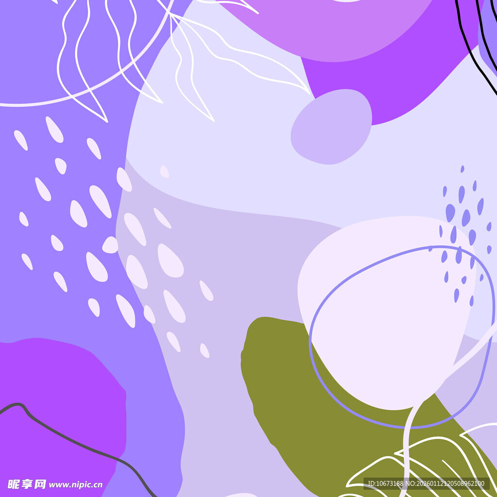 梦幻紫色系抽象植物图案