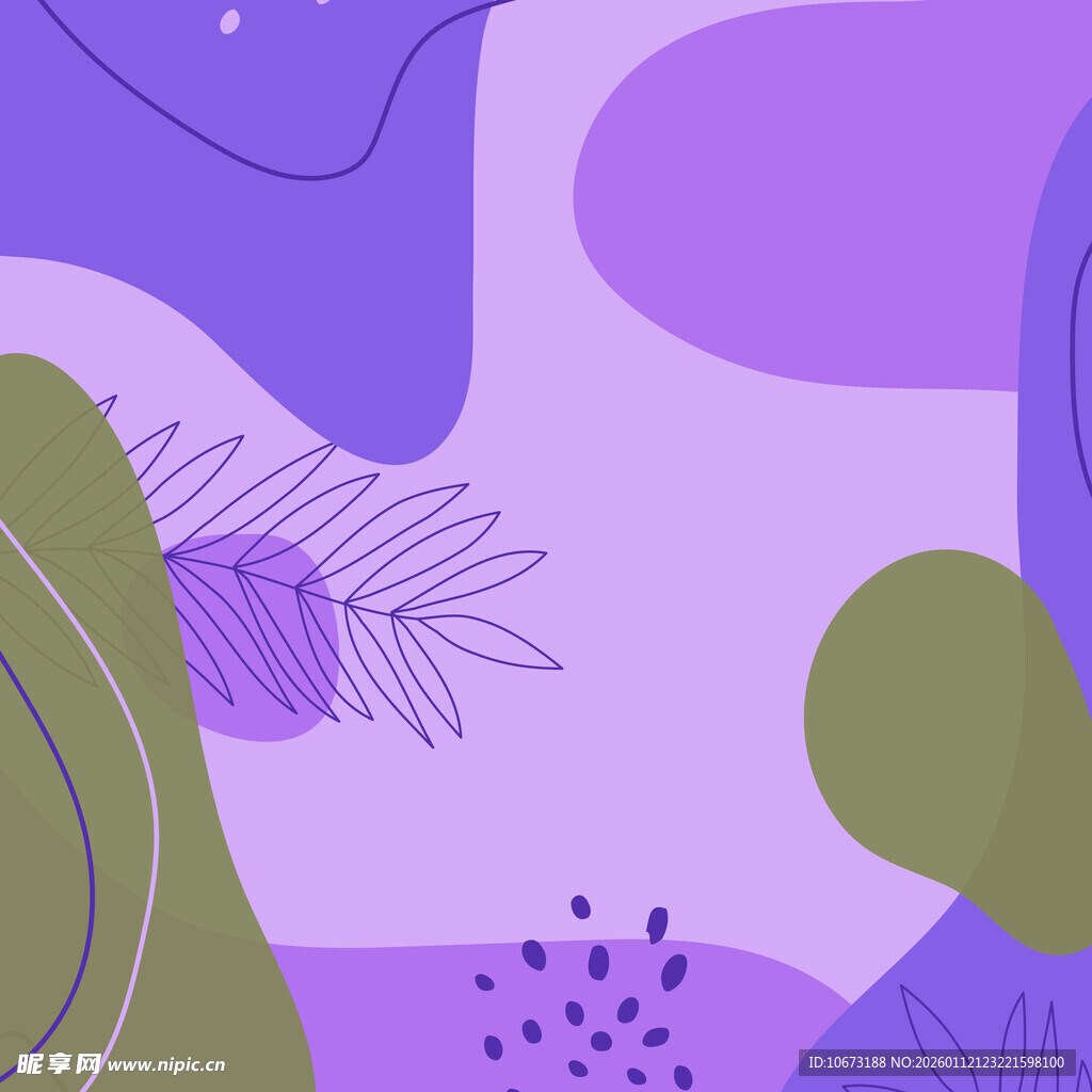 梦幻紫色系抽象植物图案
