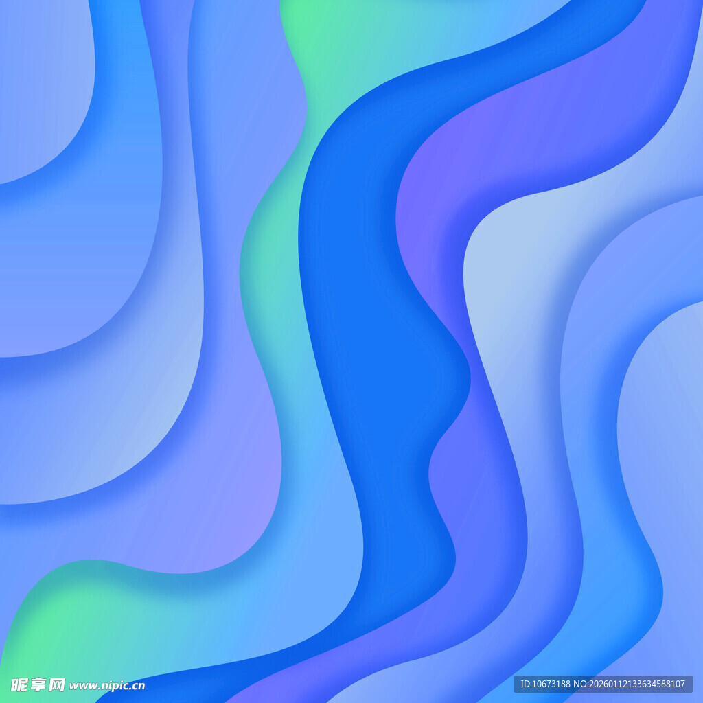 蓝绿渐变流体波纹背景图