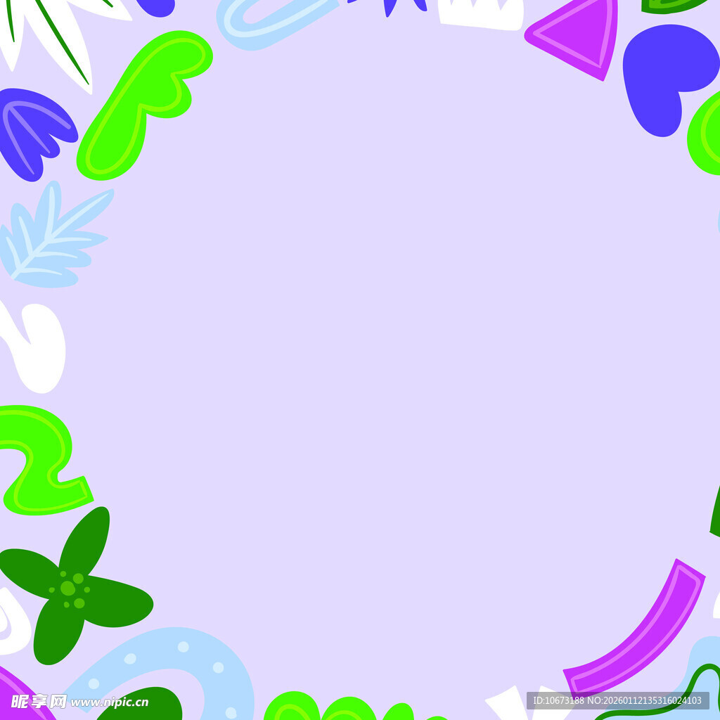 多彩植物边框背景图