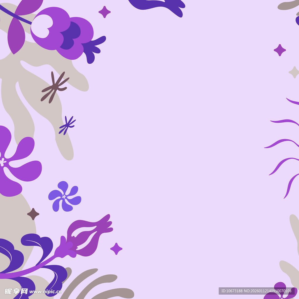 紫色花卉边框背景图