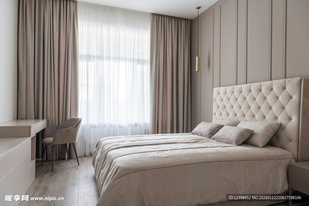 简约优雅的卧室室内场景