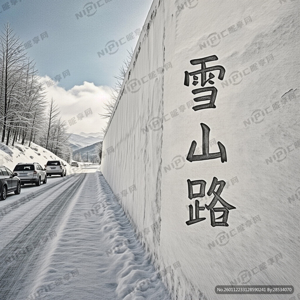 素描雪山路里面要放入车辆  
