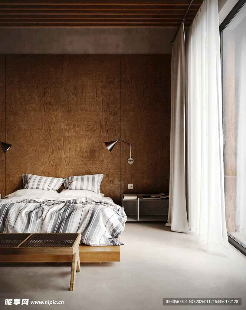 简约木质卧室温馨场景