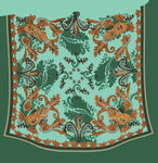 复古风动物花卉图案丝巾
