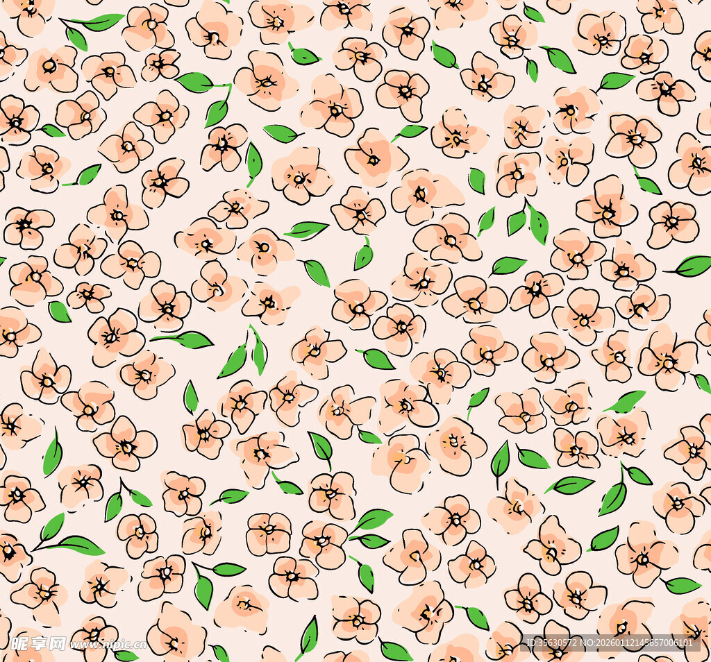 花卉绿叶图案背景纹理