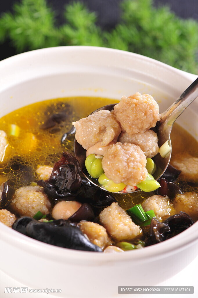 鲜香菌菇肉丸汤