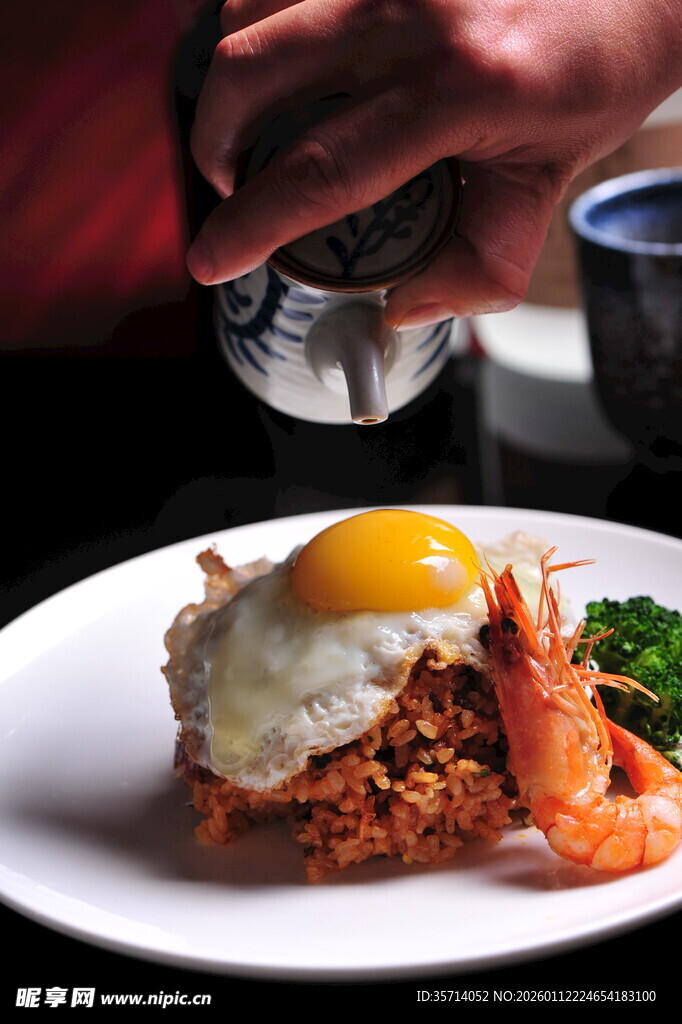 美味煎蛋盖饭诱人呈现