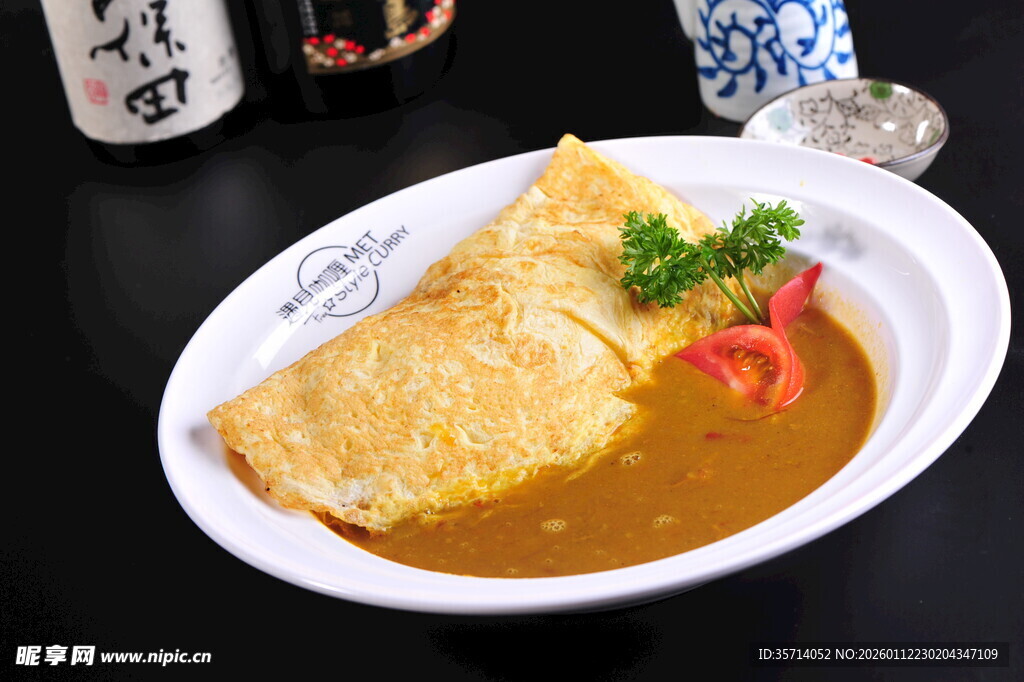 日式咖喱蛋包饭美食特写