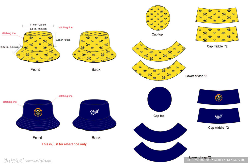 多款帽子及配饰设计图