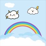 可爱云朵与彩虹的梦幻场景