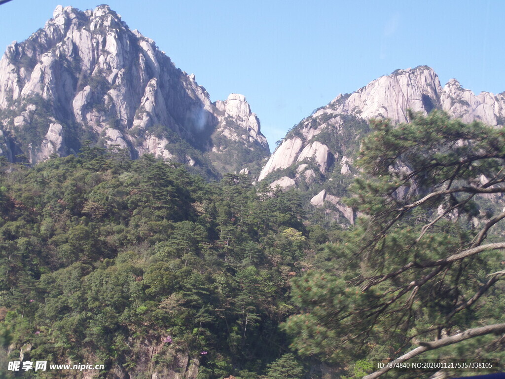 巍峨山峰与葱郁林木