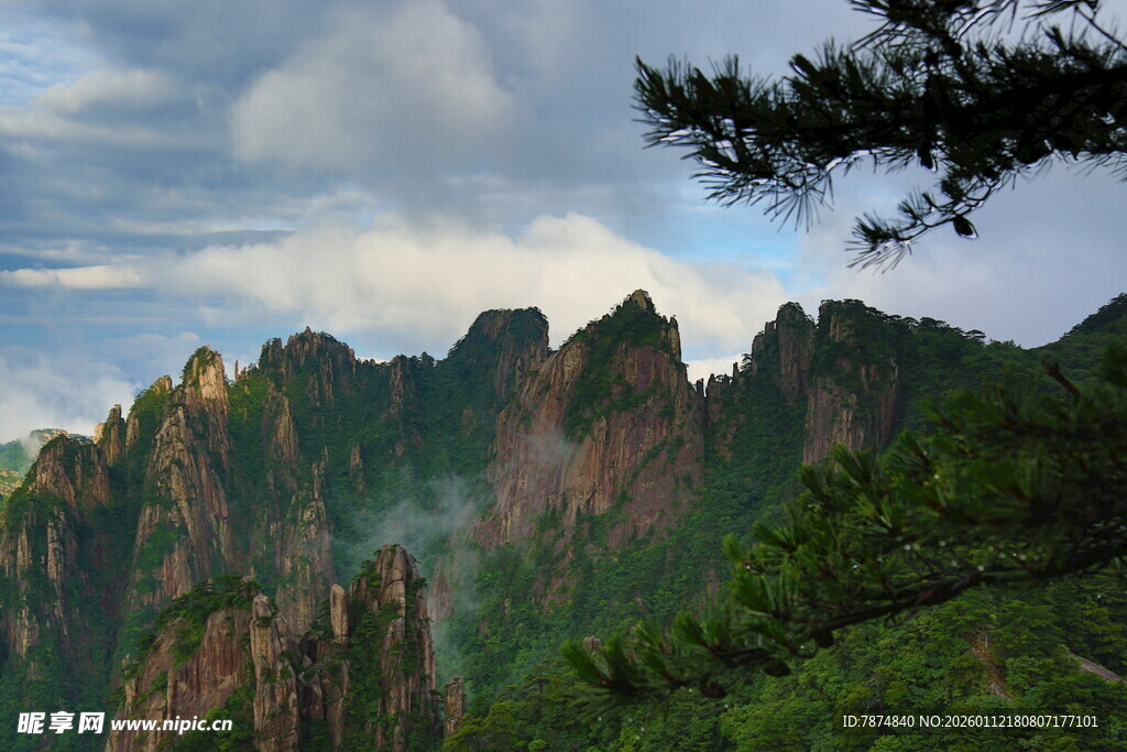 壮美山峦与葱郁树木景观