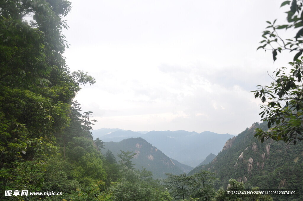 山间绿意盎然的秀丽景致