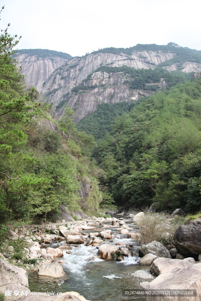 山间溪流 青山绿树相伴