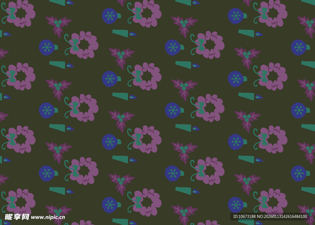 深绿背景花卉图案纹理