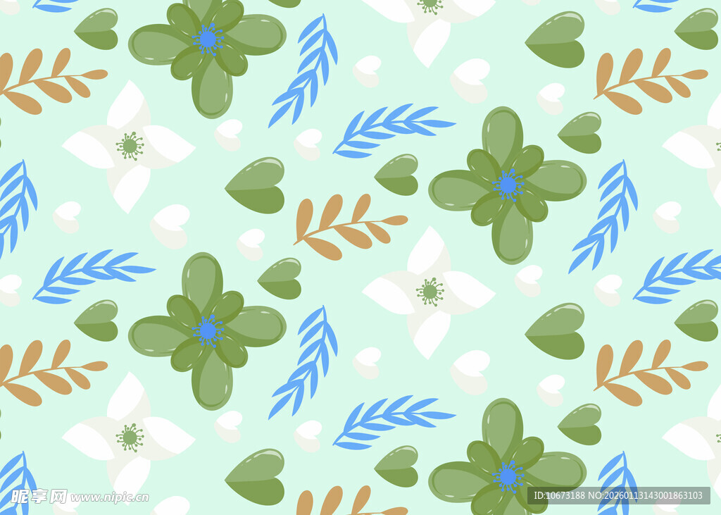 清新绿植花卉图案背景