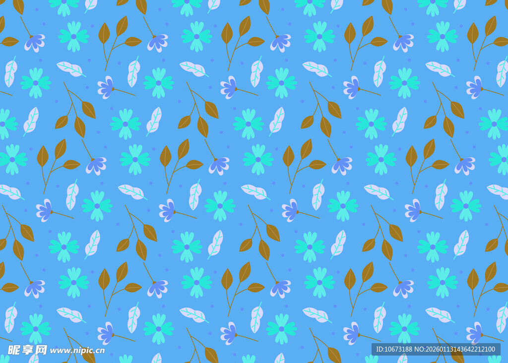 蓝色底多彩图案纹理背景