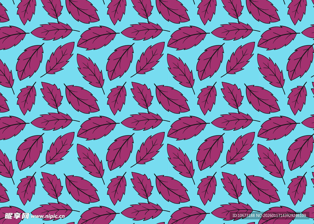 蓝底紫叶几何图案纹理