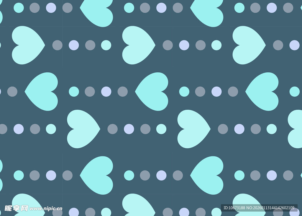 蓝底爱心波点图案背景