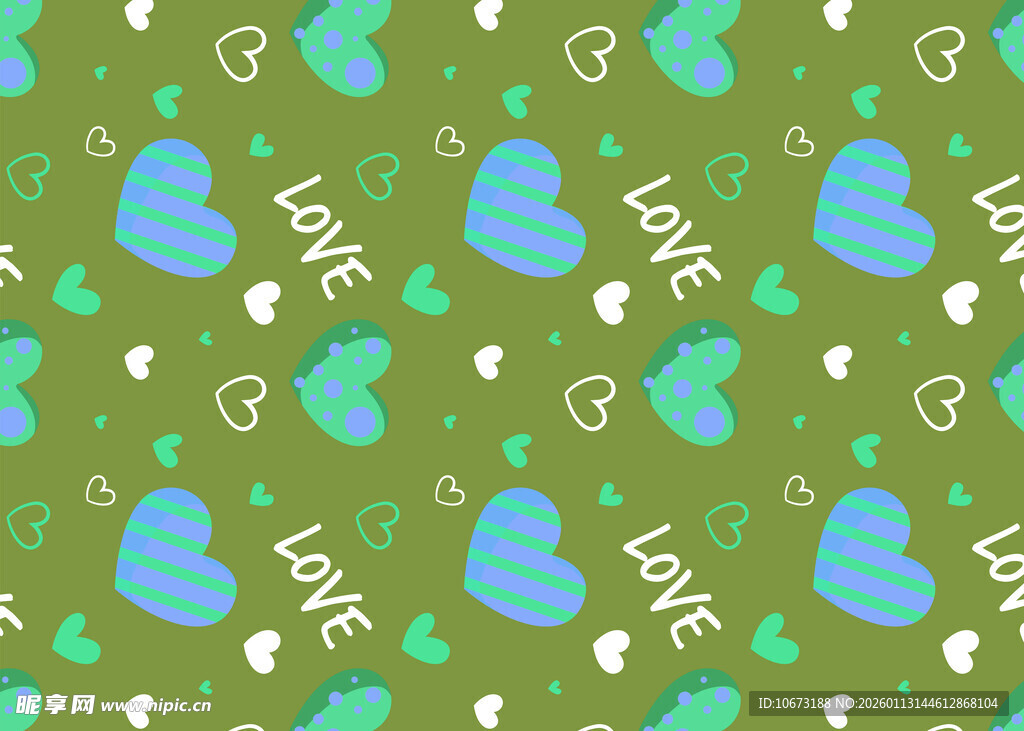绿色爱心图案背景
