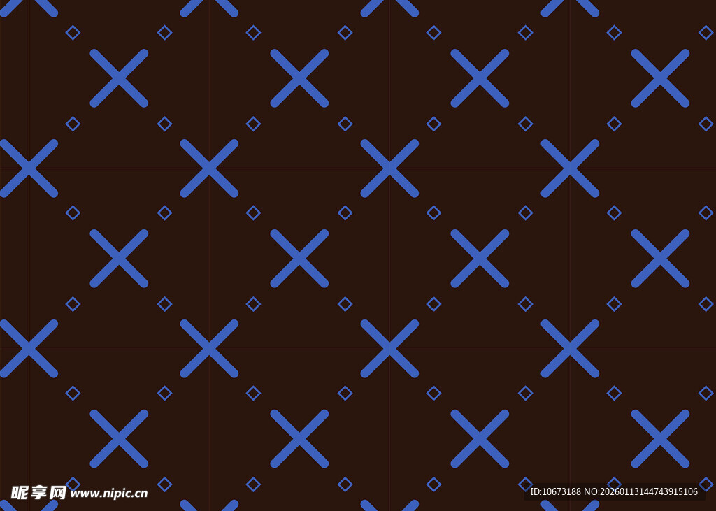 深棕底蓝十字几何图案