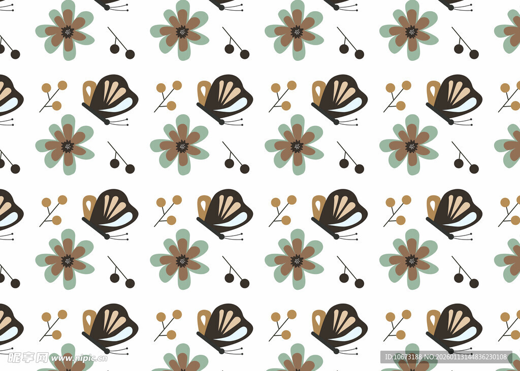 圣诞元素无缝图案设计