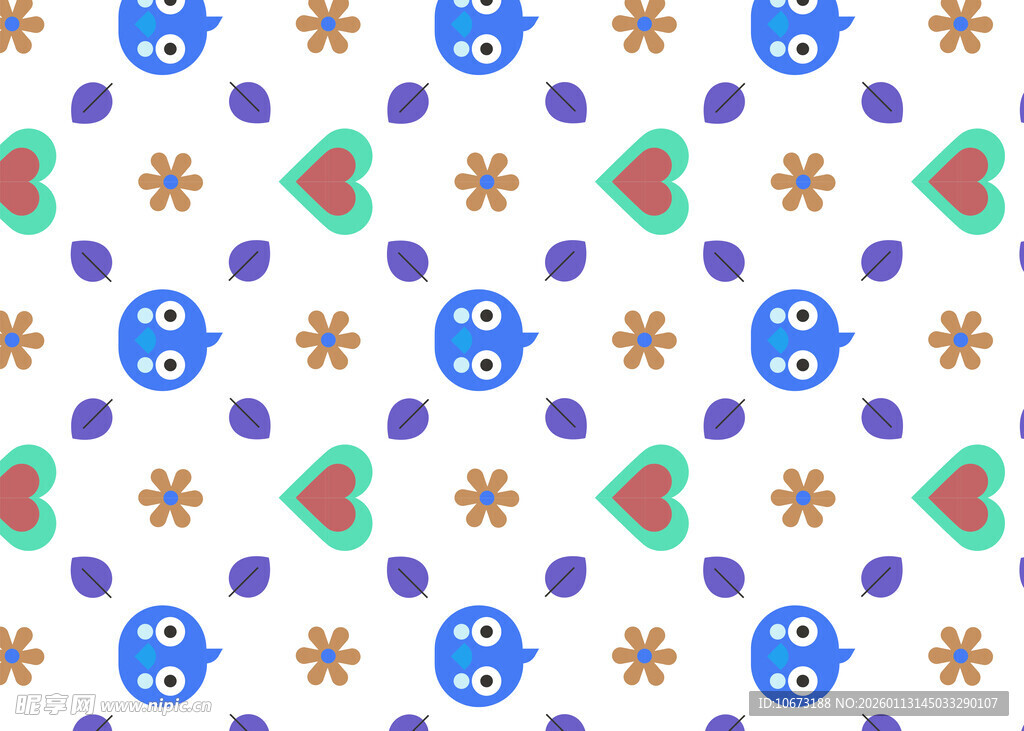 可爱卡通图案无缝背景图