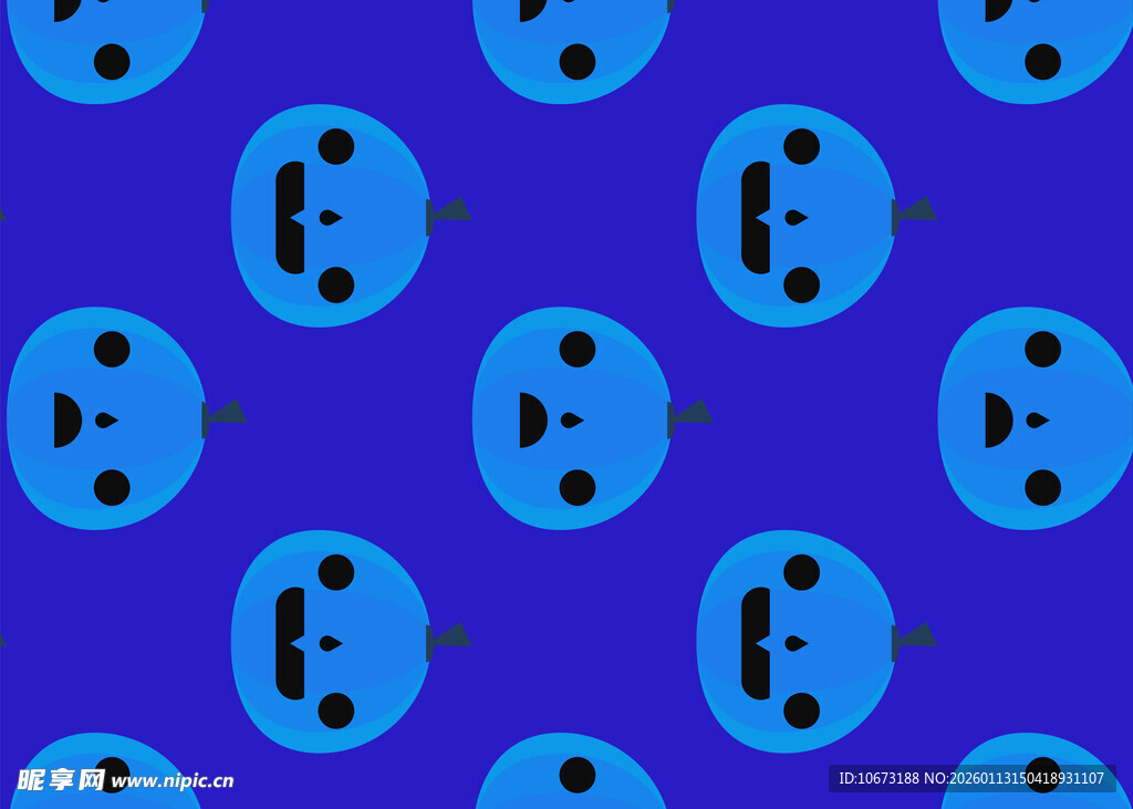 蓝色鬼脸图案背景纹理