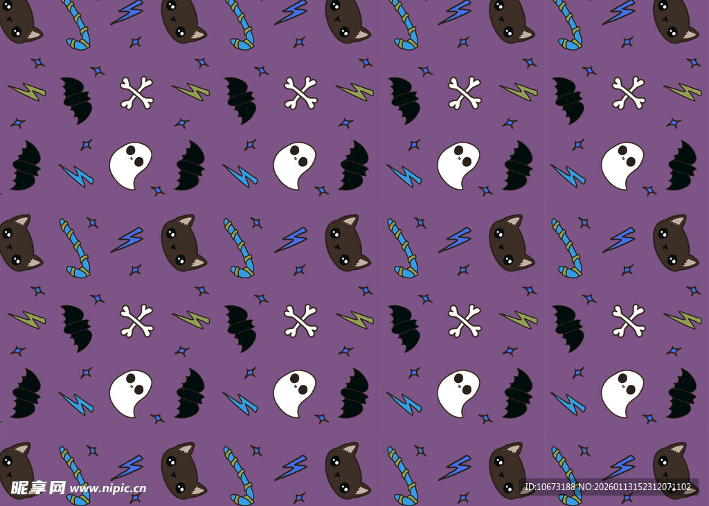 紫色幽灵图案无缝背景