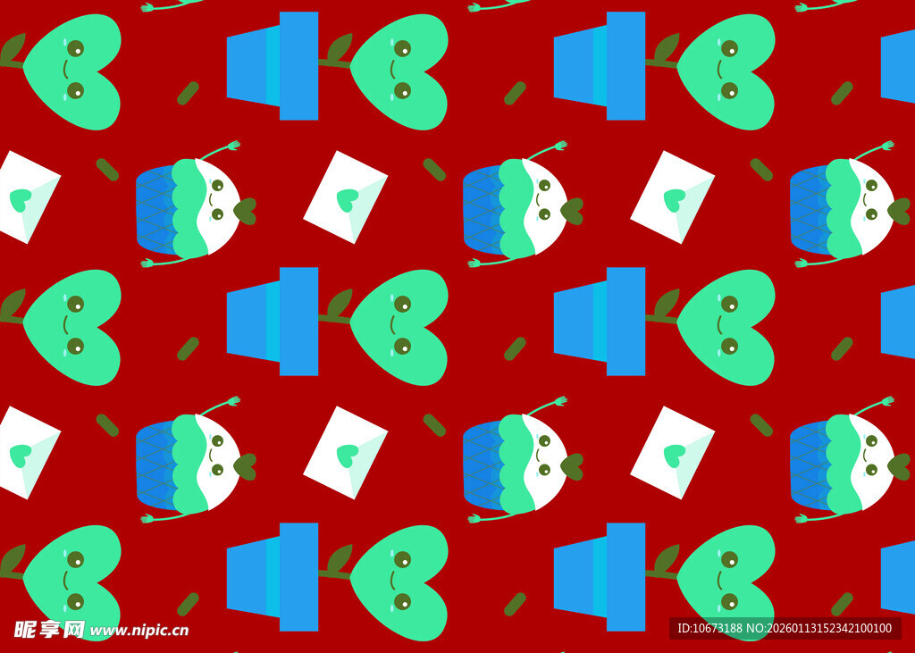 红色背景可爱图案纹理