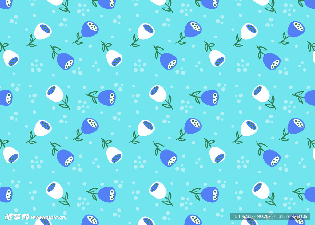 蓝底花卉无缝图案纹理