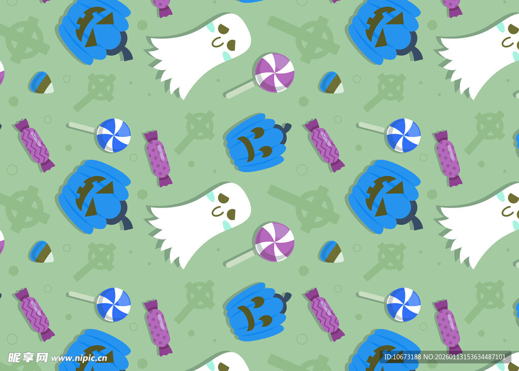 幽灵魔法元素无缝图案设计