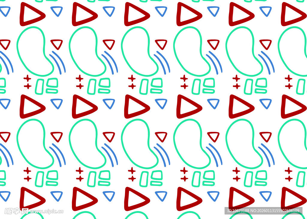 多彩几何音乐元素无缝图案