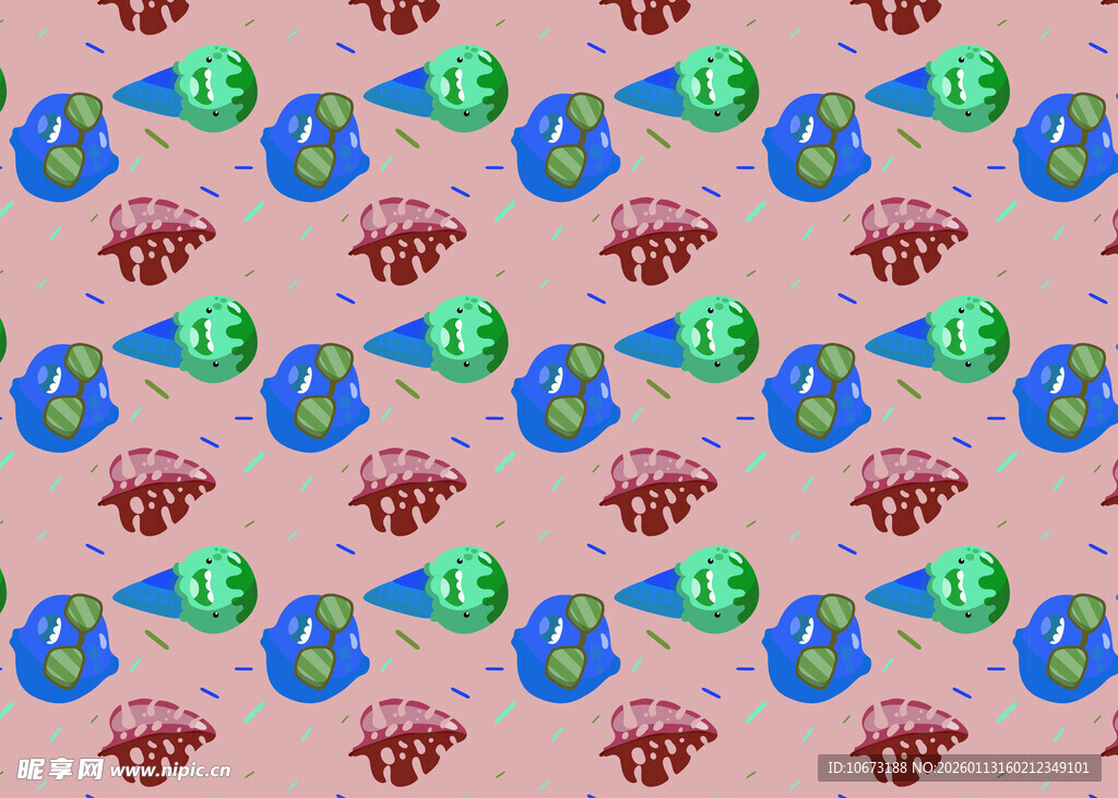 多彩卡通图案背景纹理